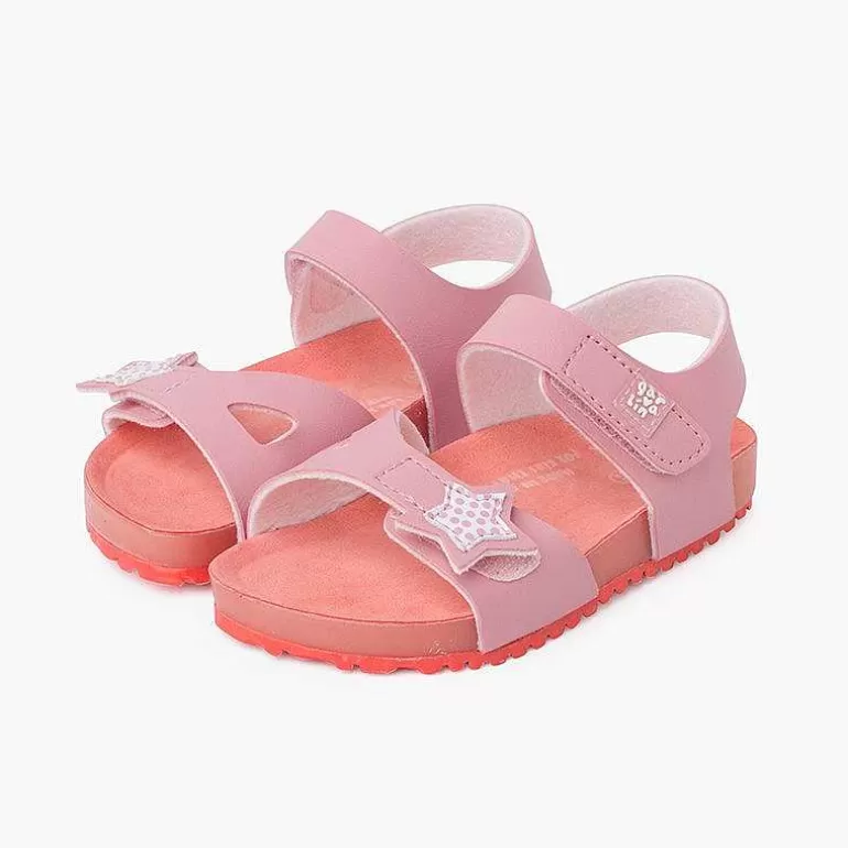 Online Sandals With Star Double Riptape Closure And Bio Sole Girls Sandals