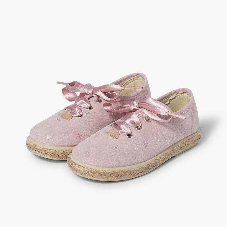 Flash Sale Satin Laces Embroidered Stars Trainers Girls Espadrilles