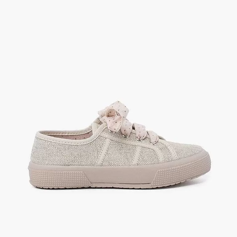 Sale Shiny Linen Trainers For Women And Girls Girls Trainers