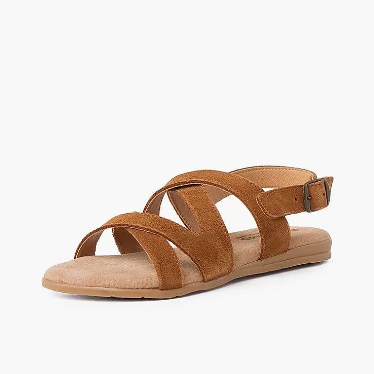 Best Sale Split Leather Sandals With Cross Straps Girls Sandals