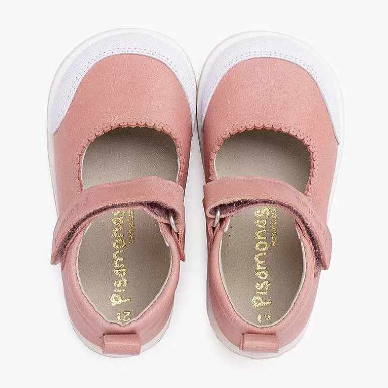 Outlet Sport Leather Mary Janes With Toe Cap And Riptape Fastening Girls Mary Janes