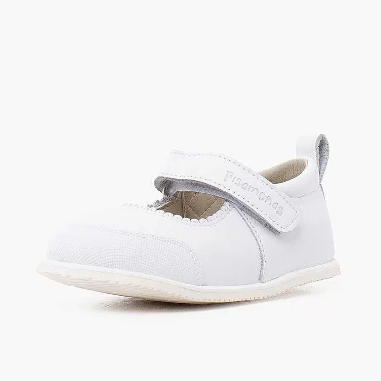 Outlet Sport Leather Mary Janes With Toe Cap And Riptape Fastening Girls Mary Janes