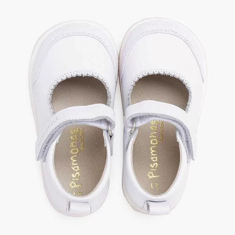 Outlet Sport Leather Mary Janes With Toe Cap And Riptape Fastening Girls Mary Janes