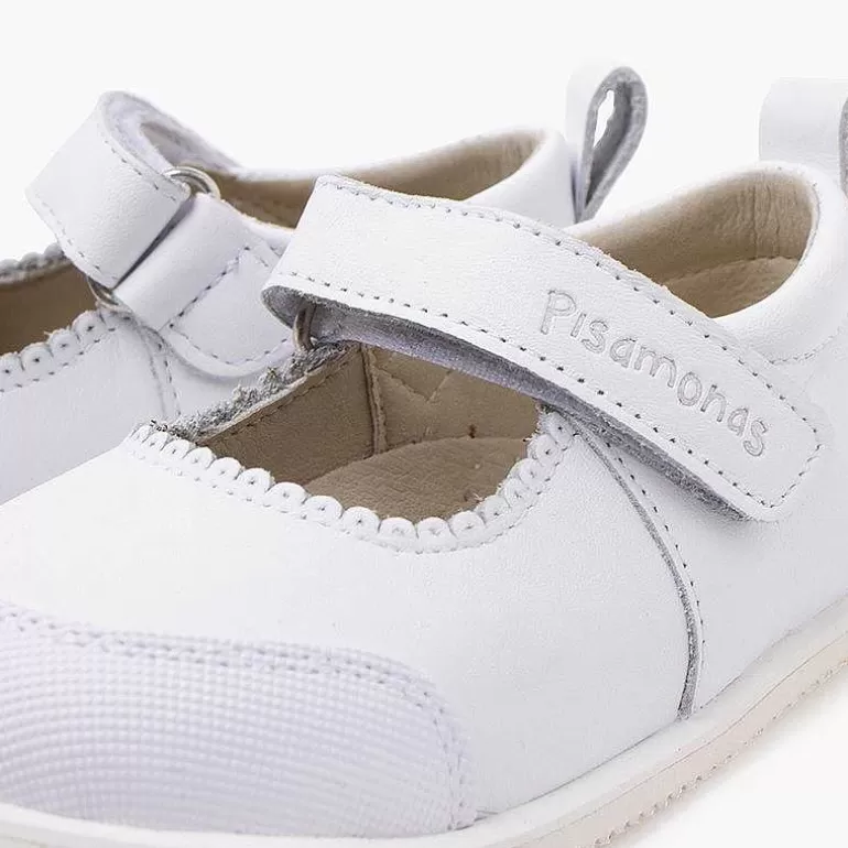 Outlet Sport Leather Mary Janes With Toe Cap And Riptape Fastening Girls Mary Janes