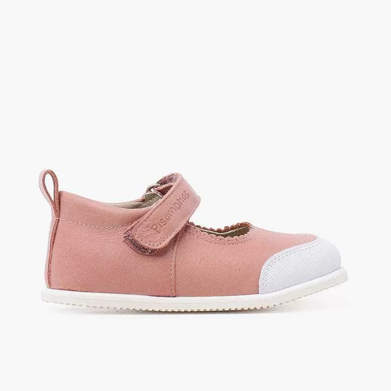 Outlet Sport Leather Mary Janes With Toe Cap And Riptape Fastening Girls Mary Janes