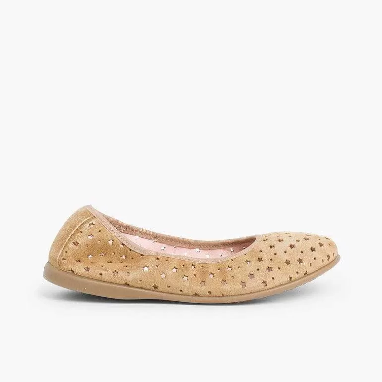 Cheap Suede Ballet Pumps With Elastic And Star Punch Hole Detail Women Ballet Pumps And Flats