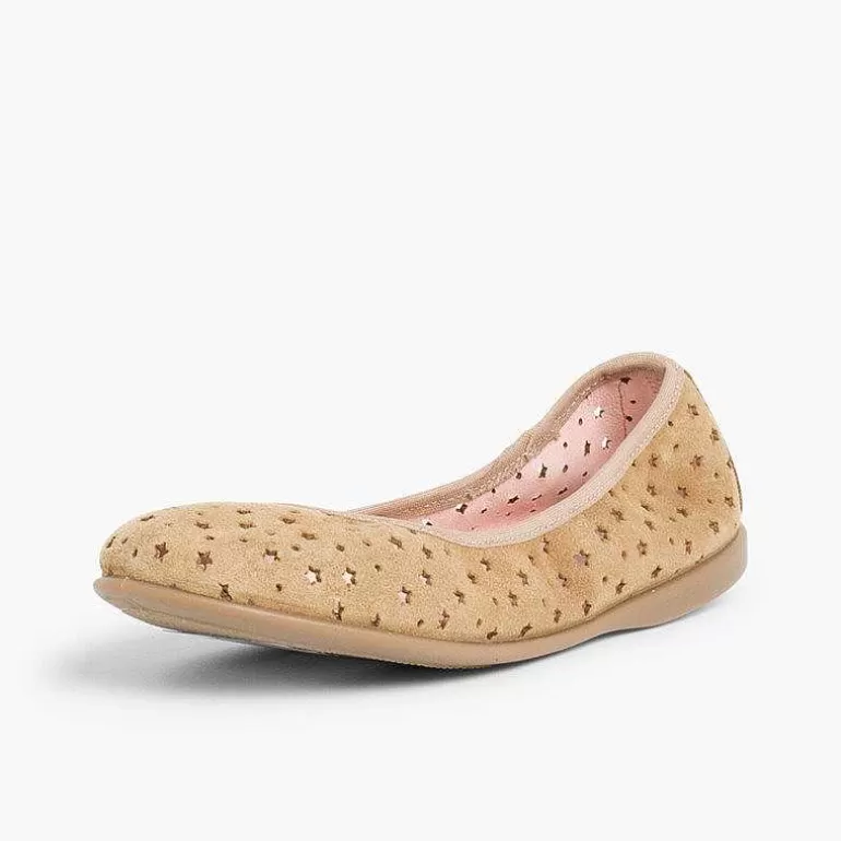 Cheap Suede Ballet Pumps With Elastic And Star Punch Hole Detail Women Ballet Pumps And Flats