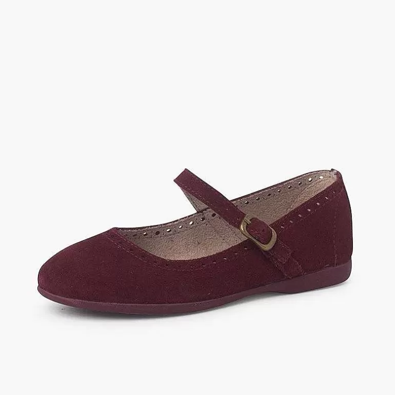 Flash Sale Suede Mary Janes With Fine Buckle And Punctured Design Girls Mary Janes