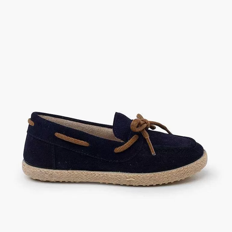 Shop Suede Moccasins With Jute Sole And Laces Boys Moccasins And Loafers