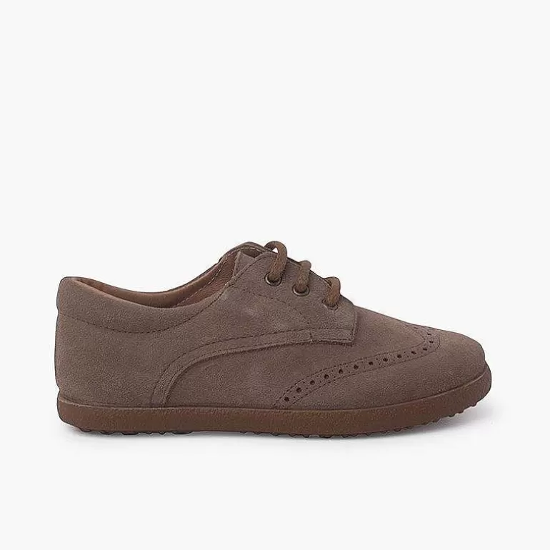 Online Suede Oxford Shoes With Caramel Sole Girls Brogues And Bluchers