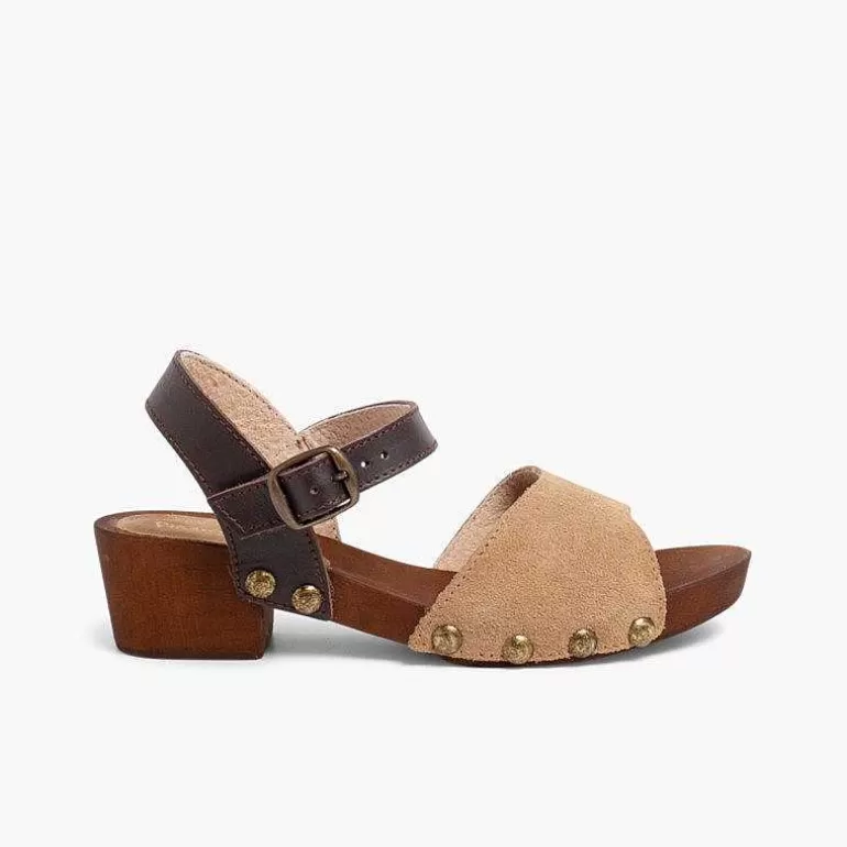 Flash Sale Suede Sandals Wood-Like Soles Girls Sandals