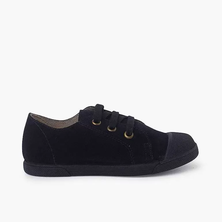 Fashion Suede Trainers With Rubber Toe Cap And Laces Girls Trainers