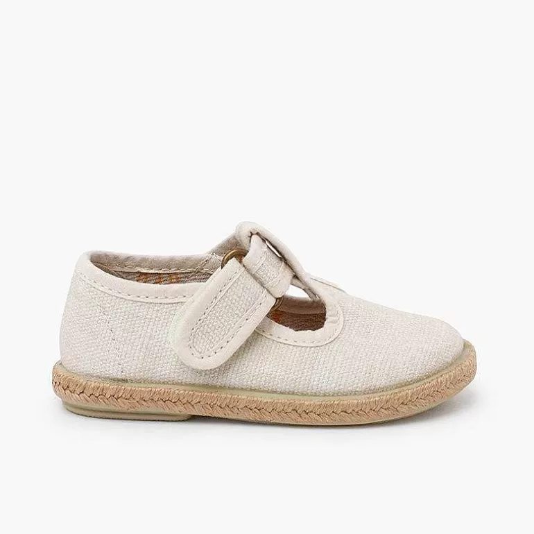 Best T-Bar Shoes Organic Cotton Jute Soles Boys T-Bar Shoes