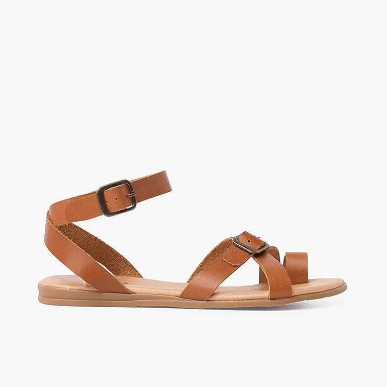 Online Toe Leather Sandals With Buckle Closure Girls Sandals