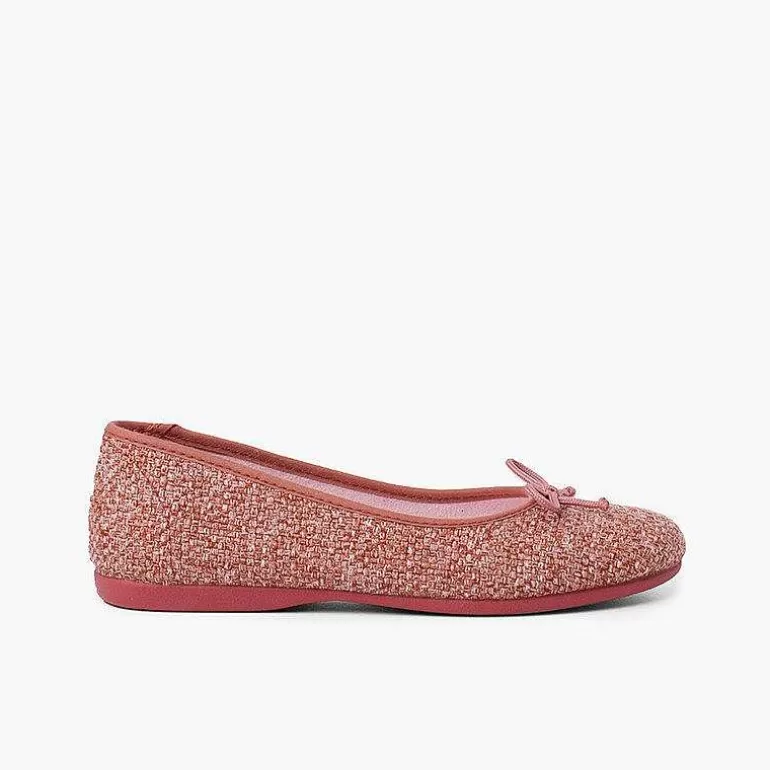 Shop Tweed Girl Ballerinas With Bow Women Ballet Pumps And Flats