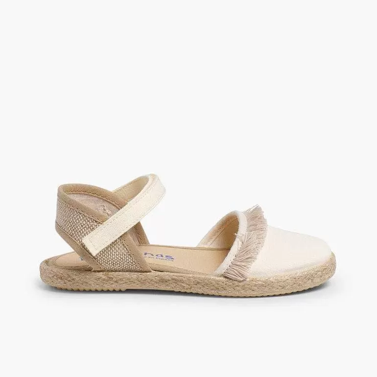 Hot Valencia-Style Fringed Sandals With Loop Fasteners Girls Espadrilles