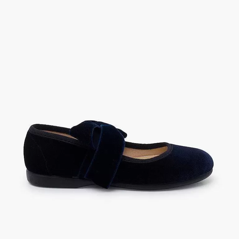 Flash Sale Velvet Bow Mary Janes Girls Mary Janes