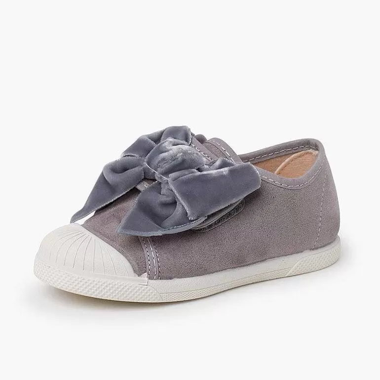 Shop Velvet Bow Trainers Girls Trainers