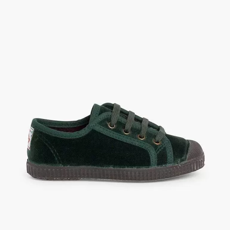 Outlet Velvet Lace-Up Trainers Girls Trainers