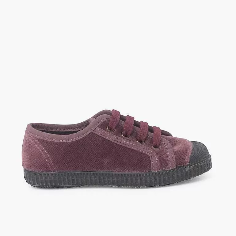 Outlet Velvet Lace-Up Trainers Girls Trainers