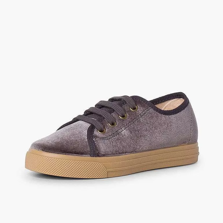 Flash Sale Velvet Lace-Up Trainers With Wide Sole For Kids Girls Trainers