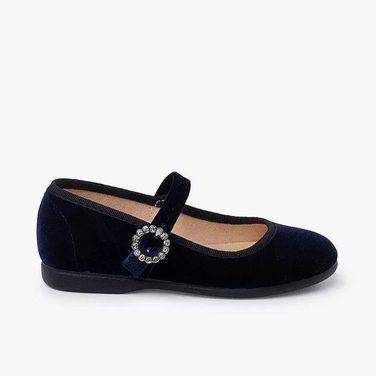 Hot Velvet Mary Janes With Jewel Buckle Girls Mary Janes