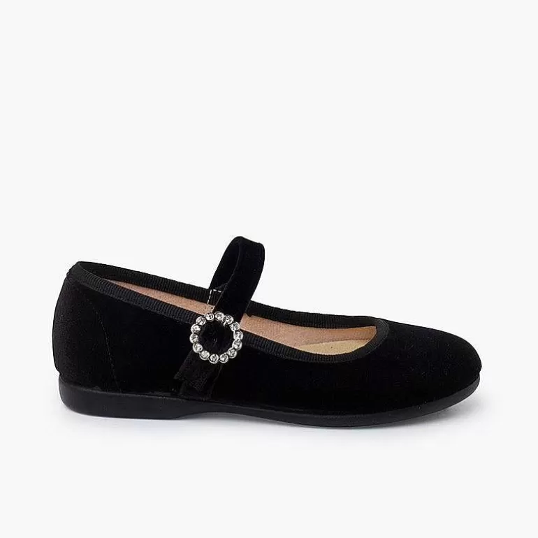 Hot Velvet Mary Janes With Jewel Buckle Girls Mary Janes