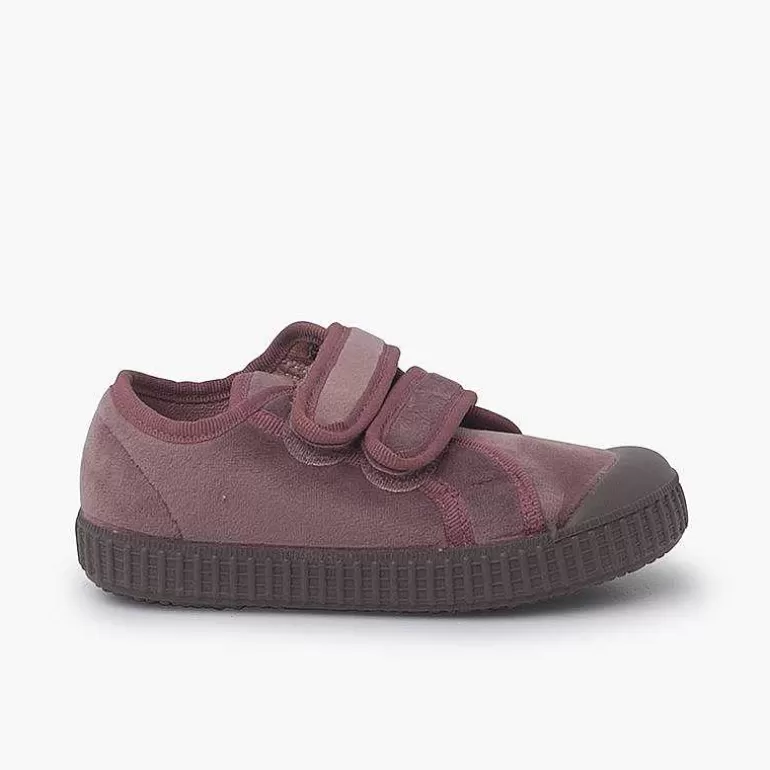 Best Sale Velvet Trainers Double Hook And Loop Fastener Girls Trainers