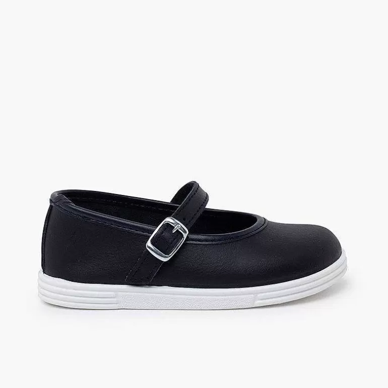 Outlet Washable Leather Buckle Mary Janes Girls Trainers