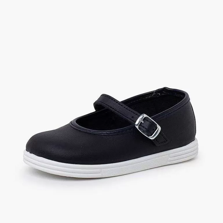 Outlet Washable Leather Buckle Mary Janes Girls Trainers