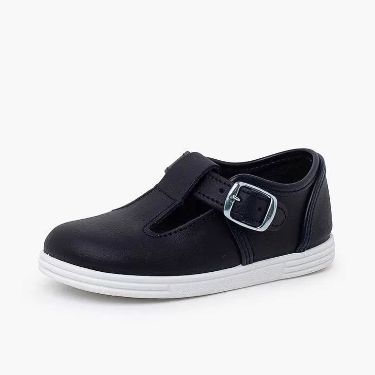 Best Sale Washable Leather T-Bar Shoes With Buckle Boys T-Bar Shoes