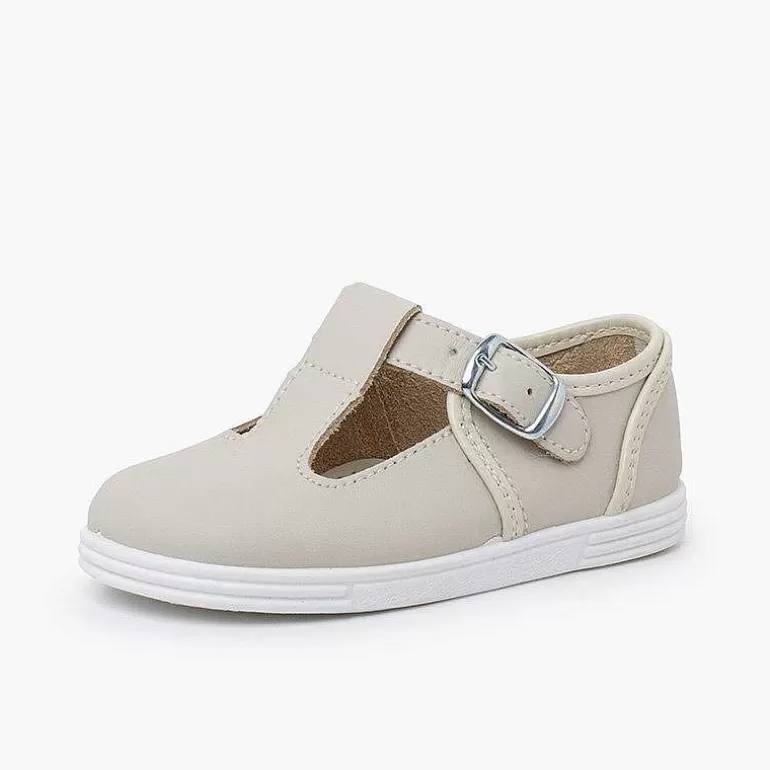 Best Sale Washable Leather T-Bar Shoes With Buckle Boys T-Bar Shoes