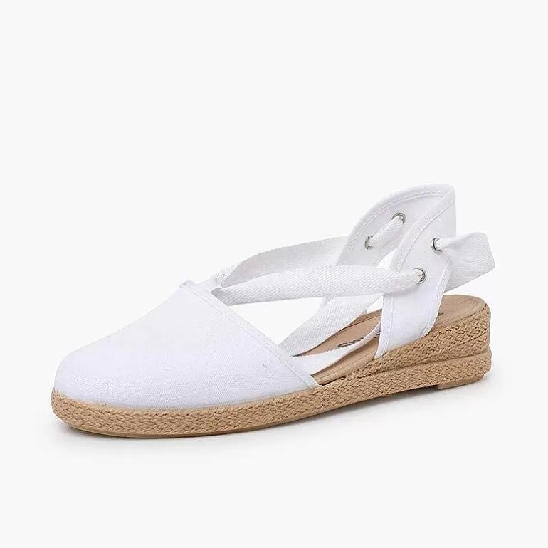 Discount Wedge Espadrilles Pique Ribbons Girls Espadrilles