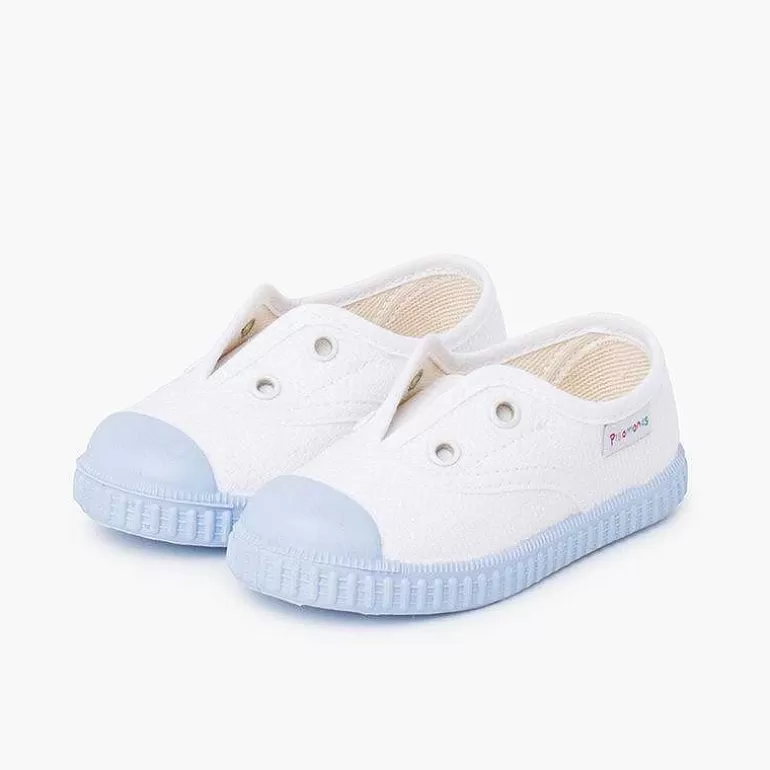 Shop White Trainers Without Laces Coloured Outsole Girls Trainers