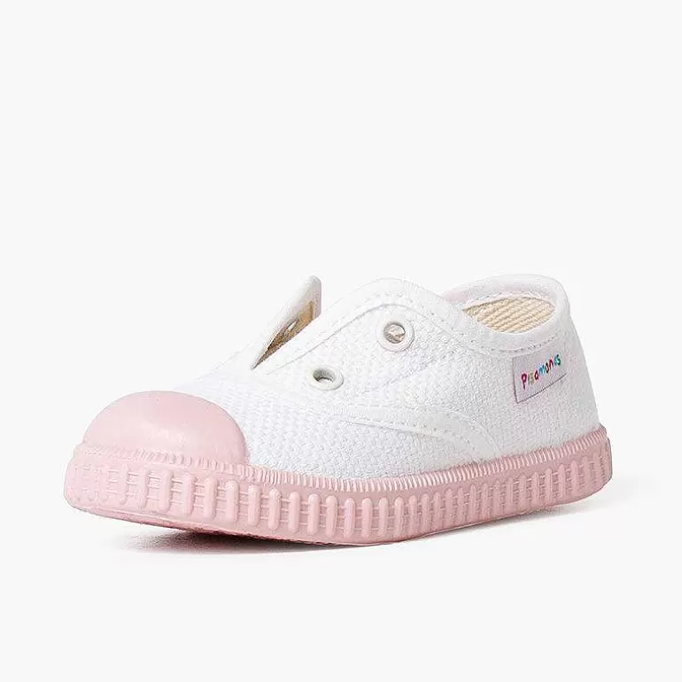 Shop White Trainers Without Laces Coloured Outsole Girls Trainers