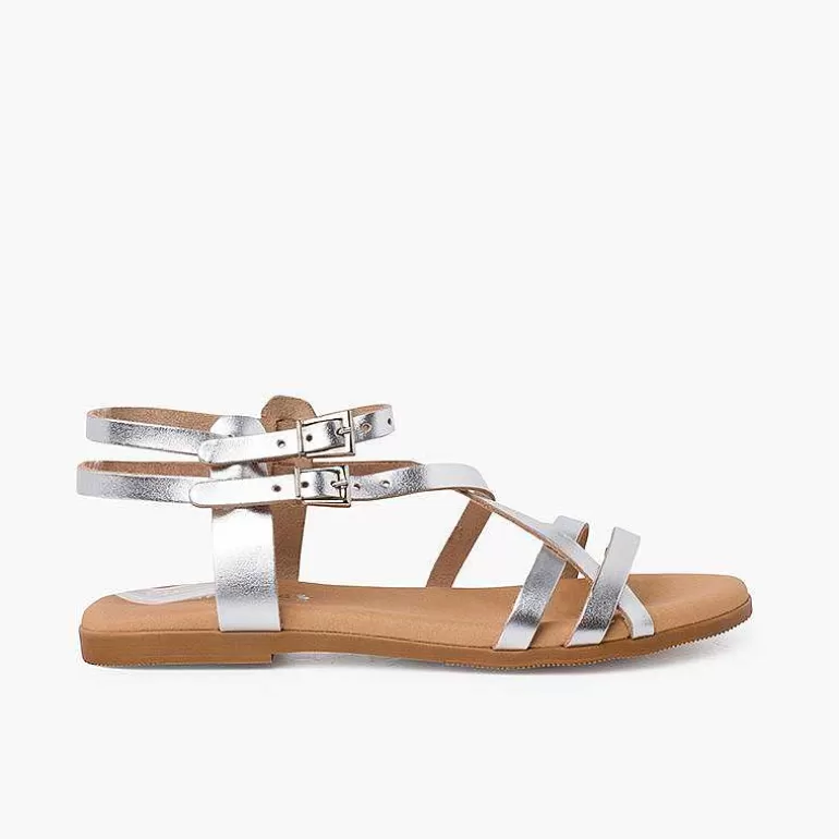 Best Sale Women'S Metallic Leather Sandals With Bracelet Girls Sandals