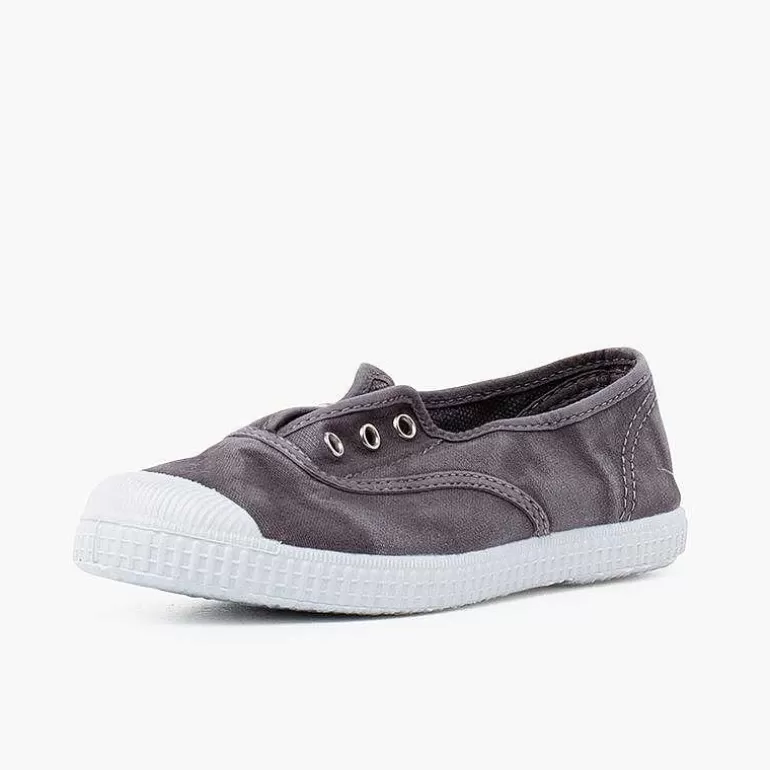 Online Worn Effect Canvas Trainers Without Laces Girls Trainers